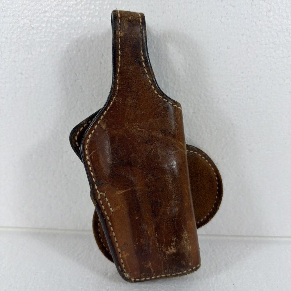Vintage Bianchi 58 Paddle Holster Brown Leather Right Hand SW Smith Wesson 9mm